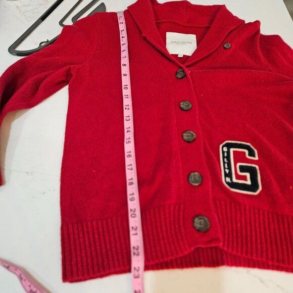 Gilly Hicks Sydney Red Cardigan Sz Small Letter Sweater Button-Up Preppy - Picture 12 of 12